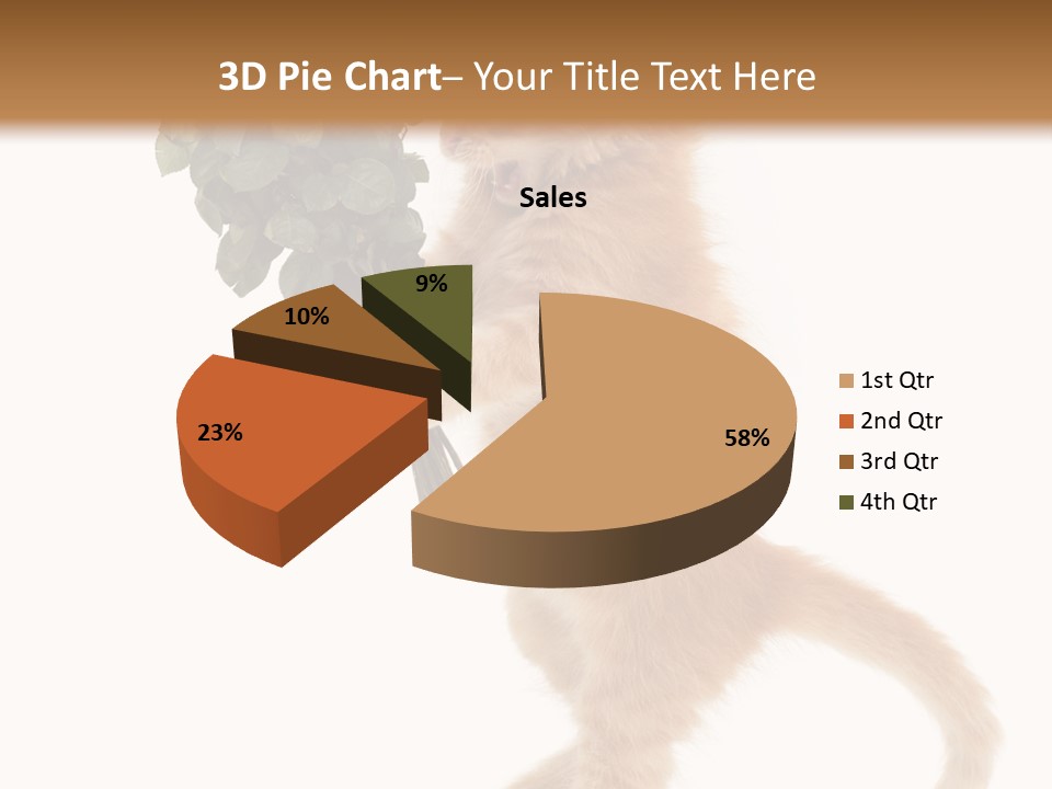 An Orange Kitten Holding A Bunch Of Red Roses PowerPoint Template
