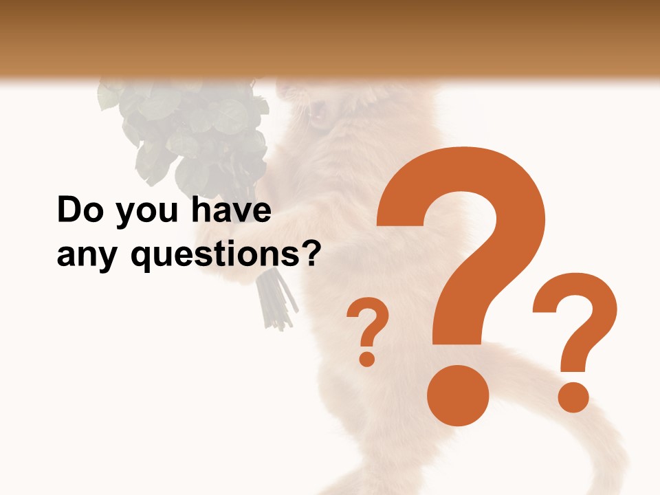 An Orange Kitten Holding A Bunch Of Red Roses PowerPoint Template