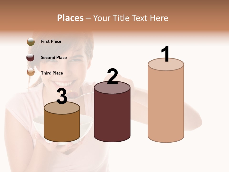 A Woman Eating A Bowl Of Food With A Spoon PowerPoint Template