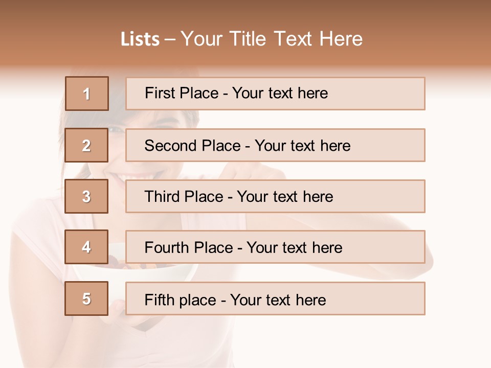 A Woman Eating A Bowl Of Food With A Spoon PowerPoint Template