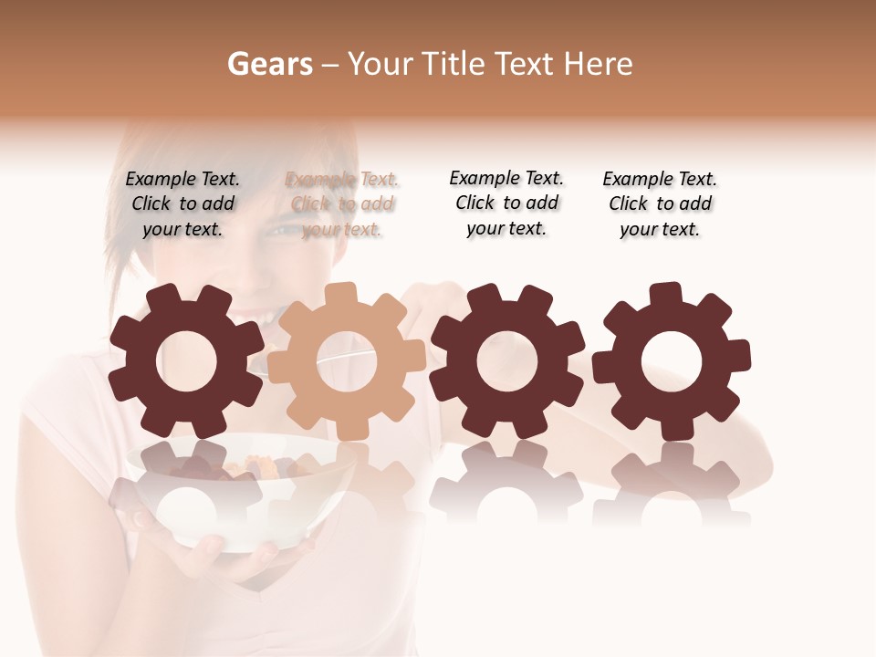 A Woman Eating A Bowl Of Food With A Spoon PowerPoint Template