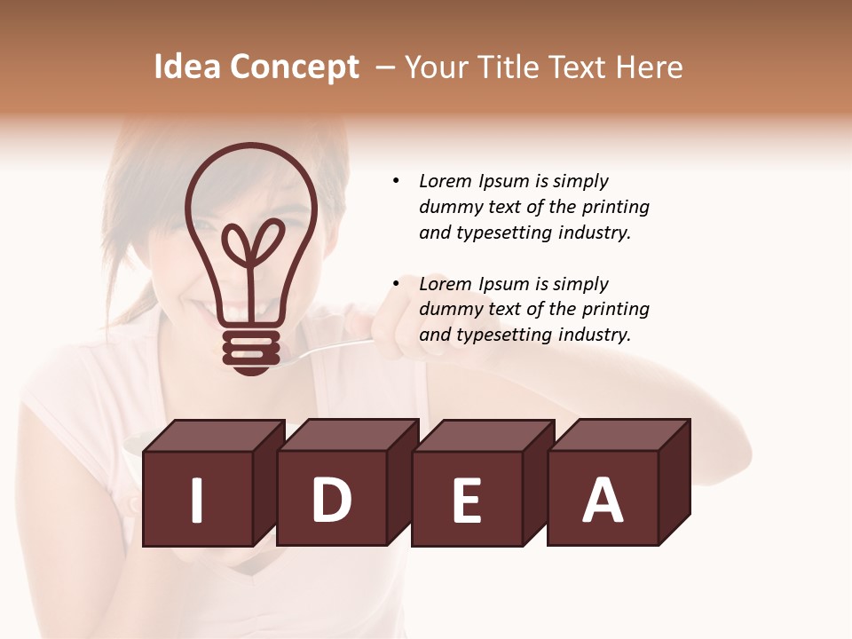 A Woman Eating A Bowl Of Food With A Spoon PowerPoint Template