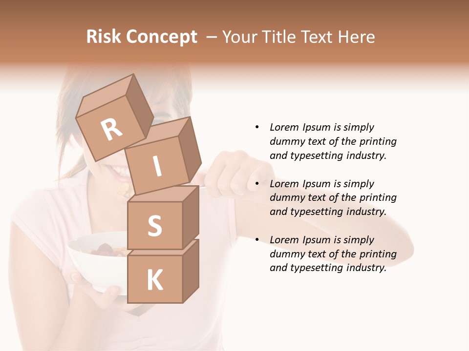 A Woman Eating A Bowl Of Food With A Spoon PowerPoint Template