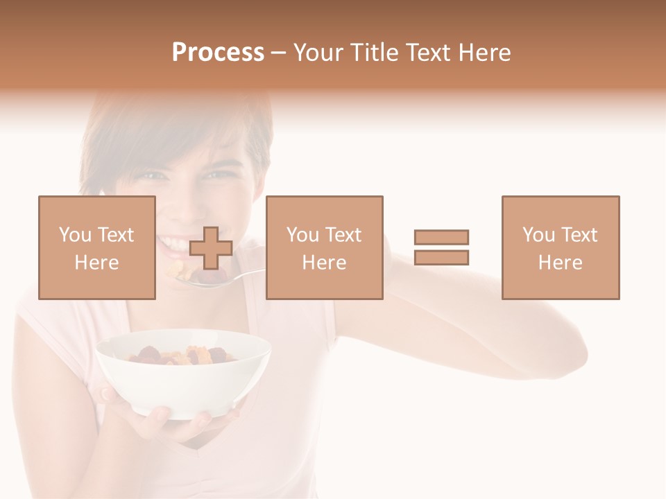 A Woman Eating A Bowl Of Food With A Spoon PowerPoint Template