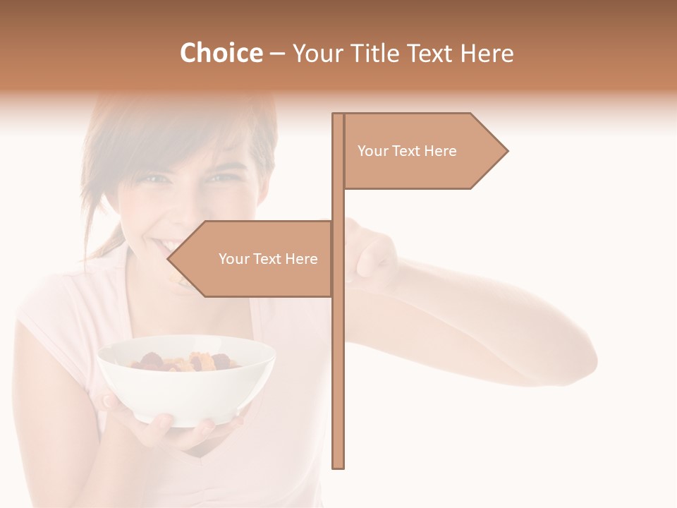 A Woman Eating A Bowl Of Food With A Spoon PowerPoint Template