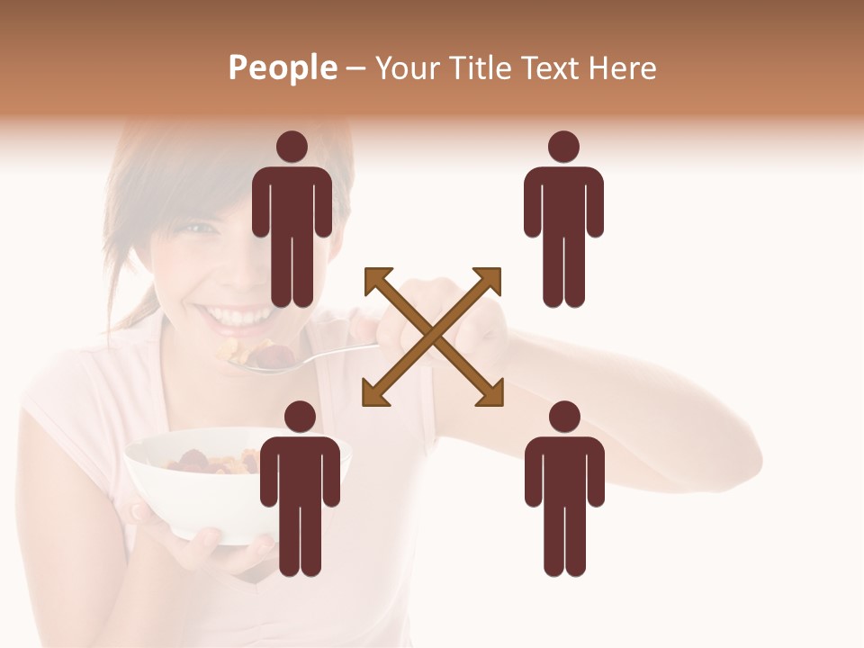 A Woman Eating A Bowl Of Food With A Spoon PowerPoint Template