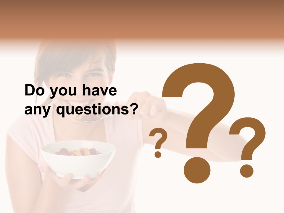 A Woman Eating A Bowl Of Food With A Spoon PowerPoint Template
