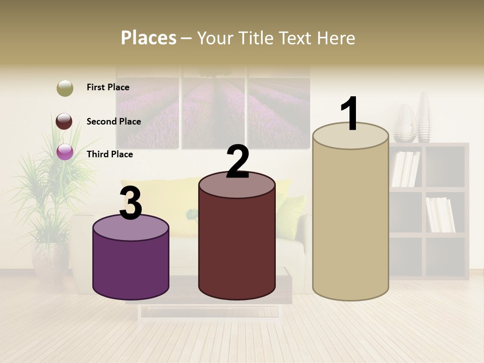 A Living Room With A Couch And A Table PowerPoint Template