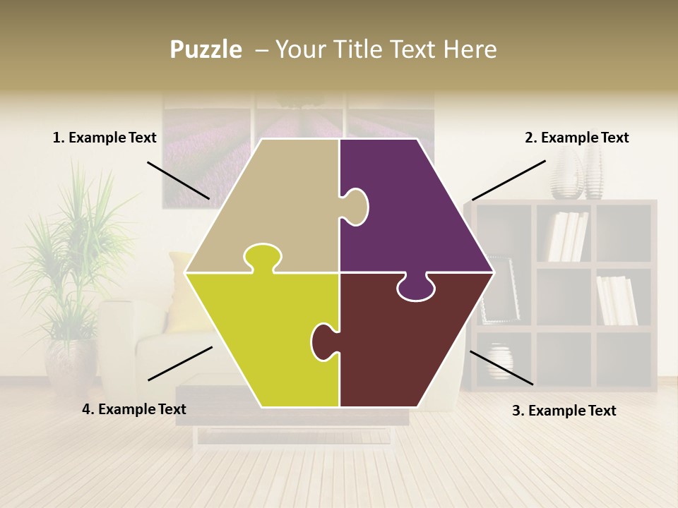 A Living Room With A Couch And A Table PowerPoint Template