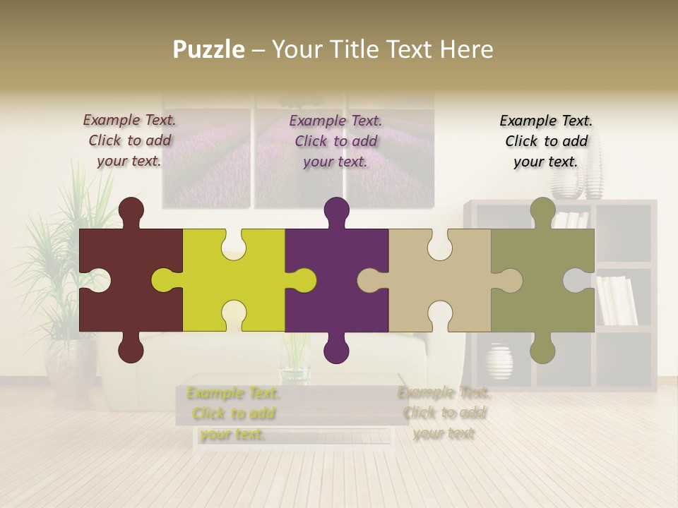 A Living Room With A Couch And A Table PowerPoint Template