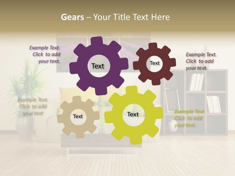 A Living Room With A Couch And A Table PowerPoint Template