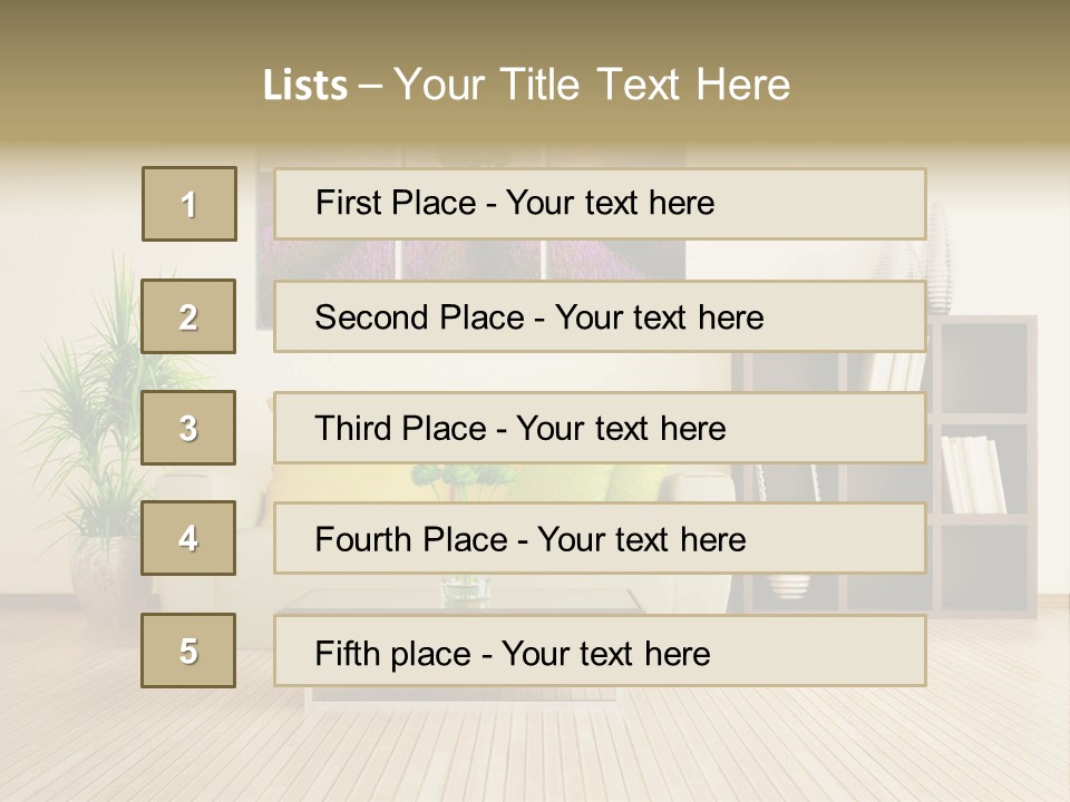 A Living Room With A Couch And A Table PowerPoint Template