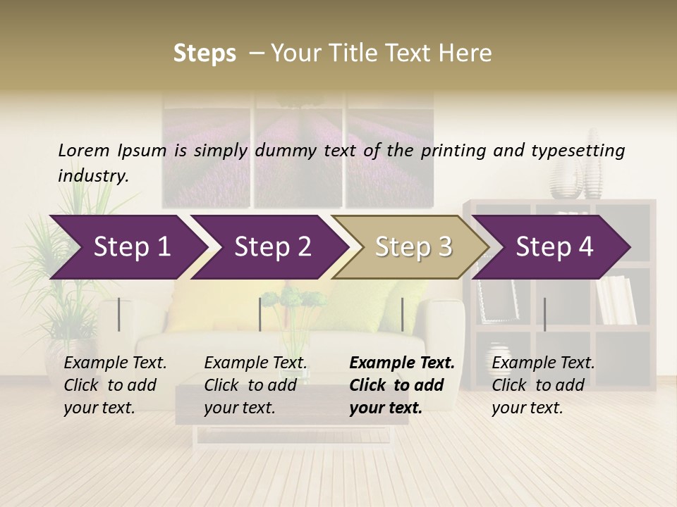 A Living Room With A Couch And A Table PowerPoint Template