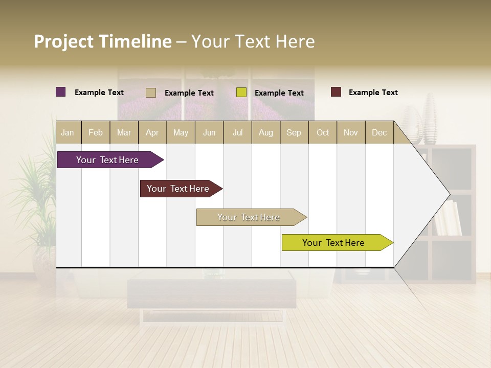 A Living Room With A Couch And A Table PowerPoint Template