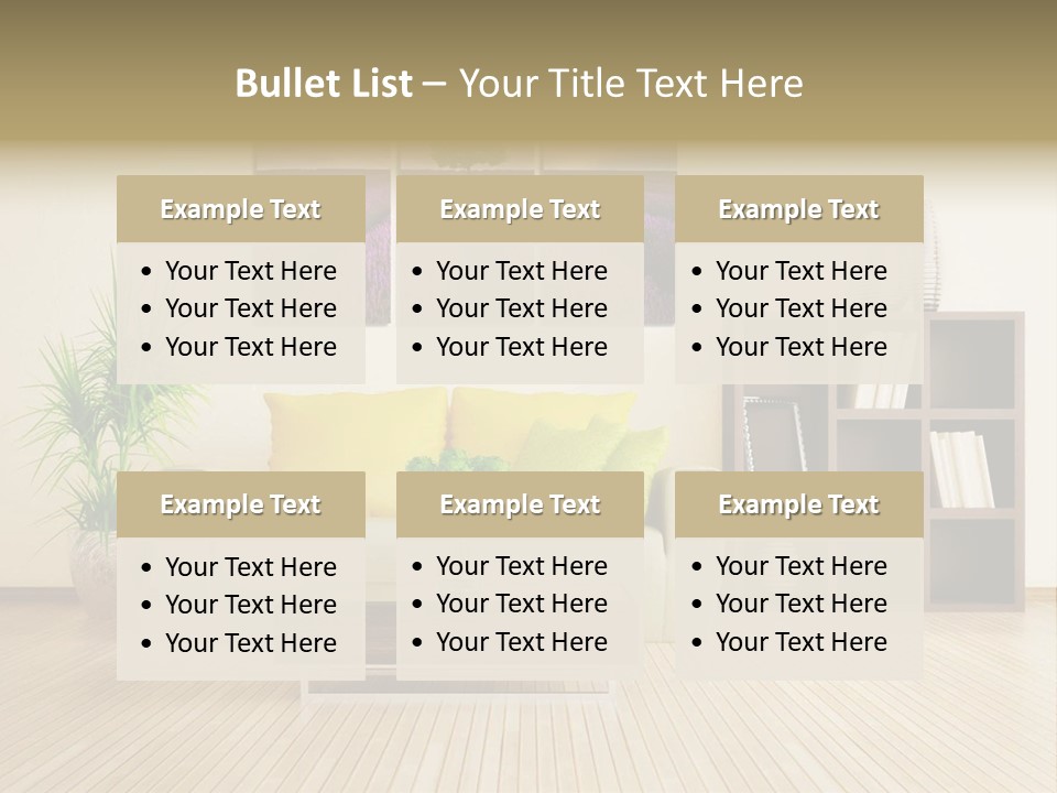 A Living Room With A Couch And A Table PowerPoint Template