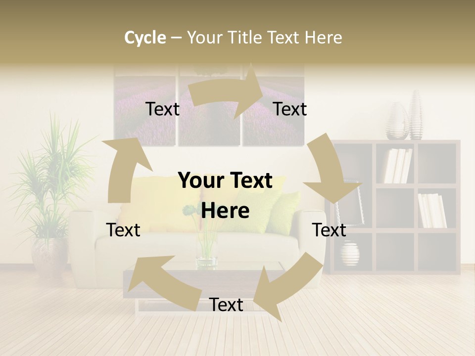 A Living Room With A Couch And A Table PowerPoint Template