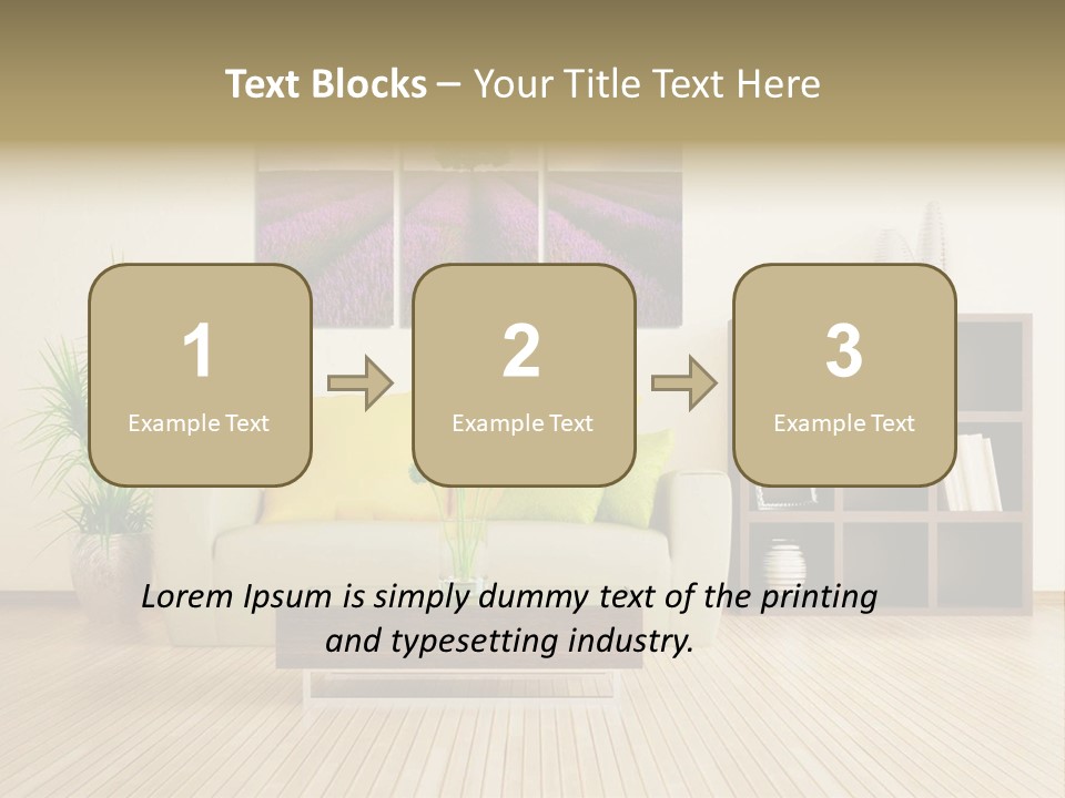A Living Room With A Couch And A Table PowerPoint Template
