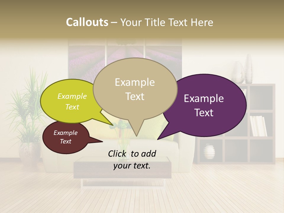 A Living Room With A Couch And A Table PowerPoint Template