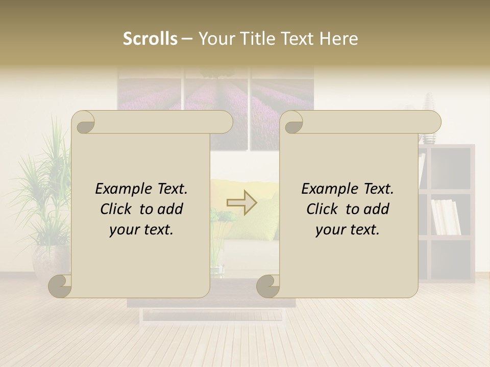 A Living Room With A Couch And A Table PowerPoint Template