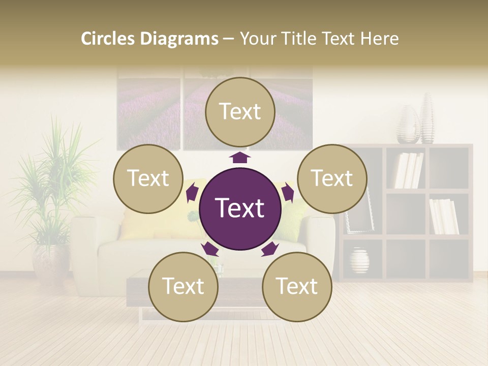 A Living Room With A Couch And A Table PowerPoint Template