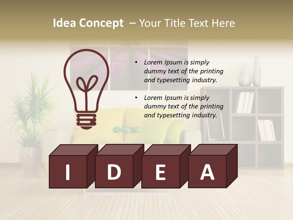 A Living Room With A Couch And A Table PowerPoint Template