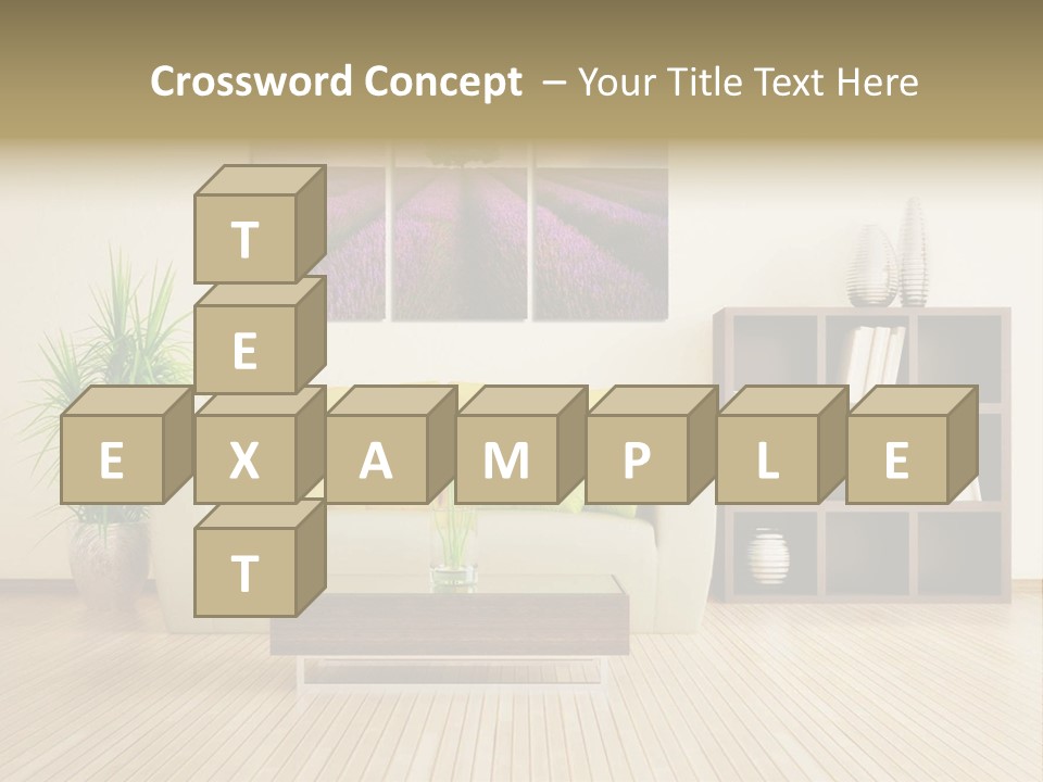 A Living Room With A Couch And A Table PowerPoint Template