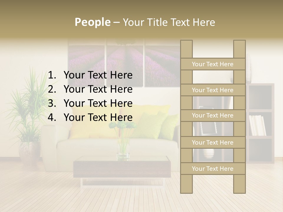 A Living Room With A Couch And A Table PowerPoint Template