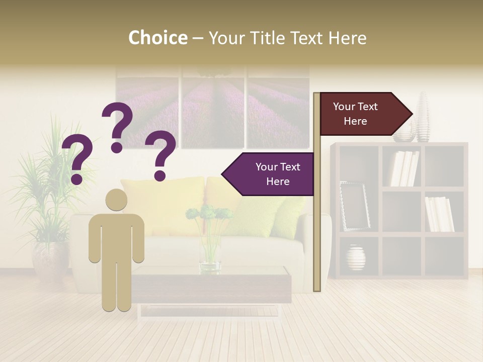A Living Room With A Couch And A Table PowerPoint Template