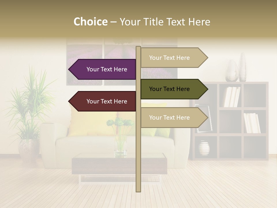 A Living Room With A Couch And A Table PowerPoint Template