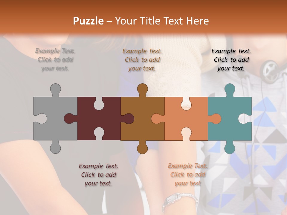 A Group Of People Holding Hands In Front Of A Brown Background PowerPoint Template