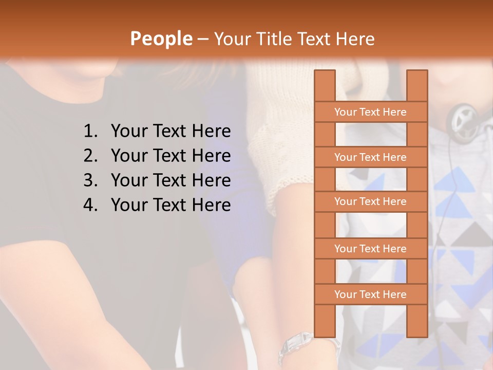 A Group Of People Holding Hands In Front Of A Brown Background PowerPoint Template