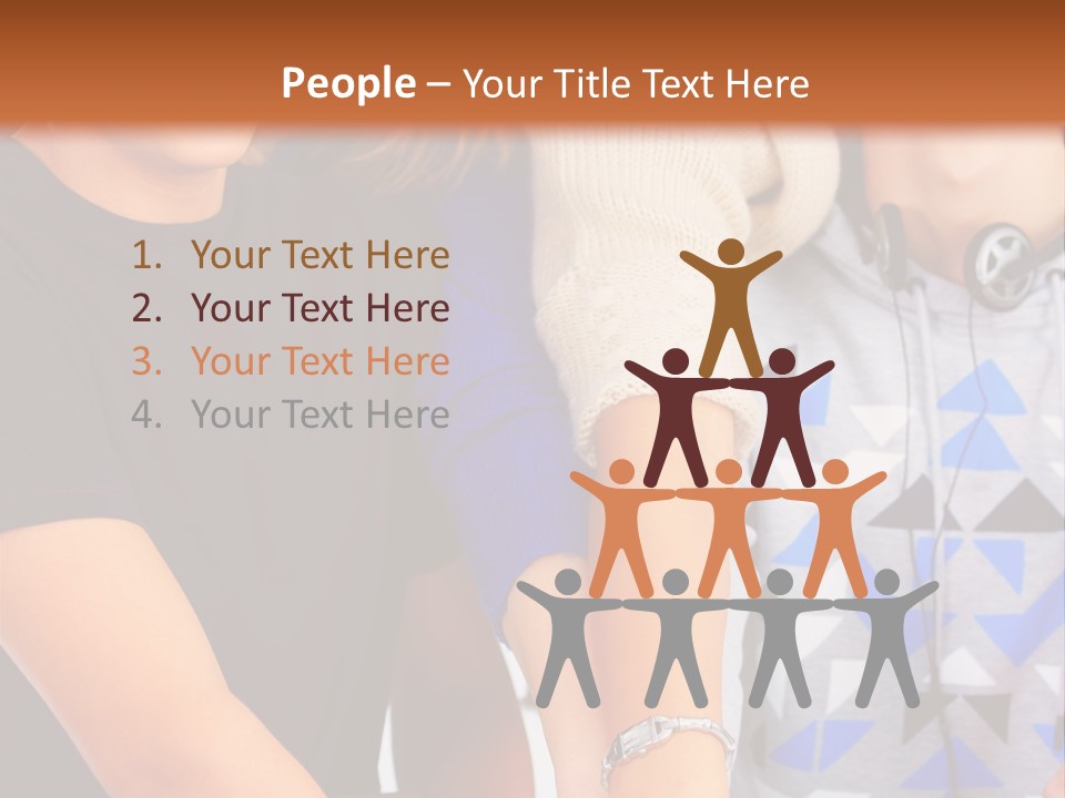 A Group Of People Holding Hands In Front Of A Brown Background PowerPoint Template