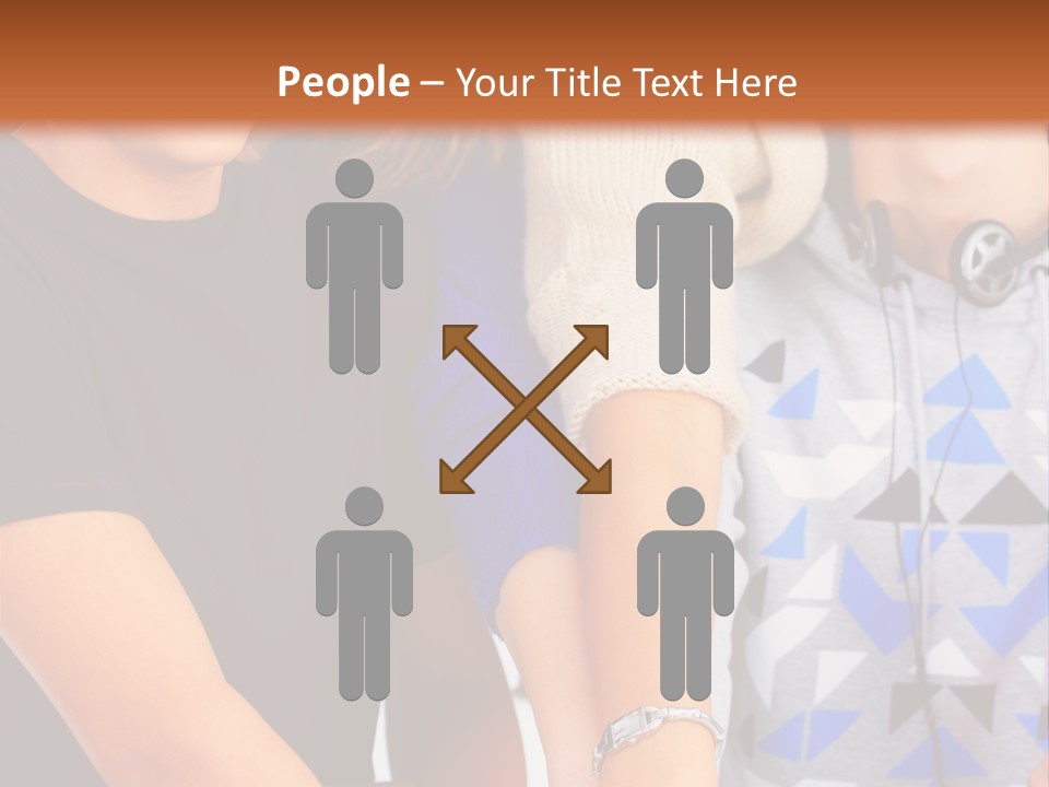A Group Of People Holding Hands In Front Of A Brown Background PowerPoint Template