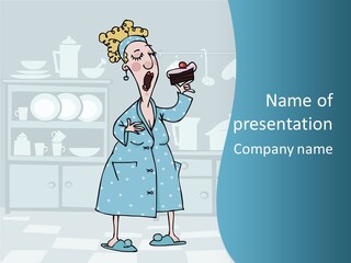 A Woman Holding A Piece Of Cake In Her Hand PowerPoint Template