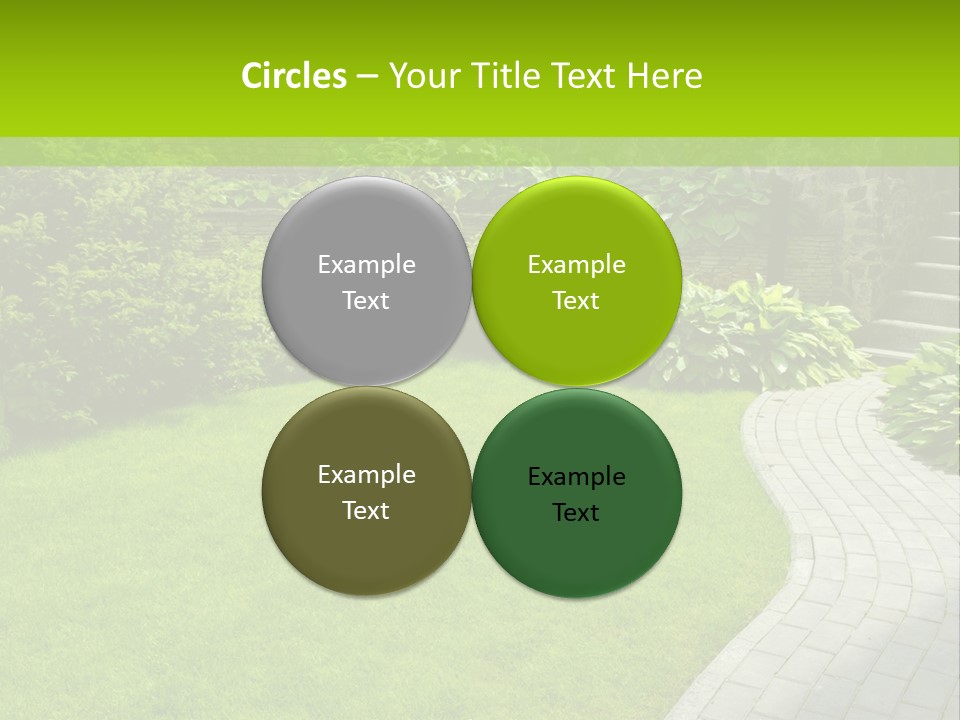 A Garden With A Brick Path And Green Grass PowerPoint Template