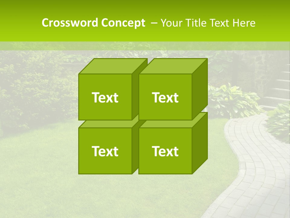 A Garden With A Brick Path And Green Grass PowerPoint Template