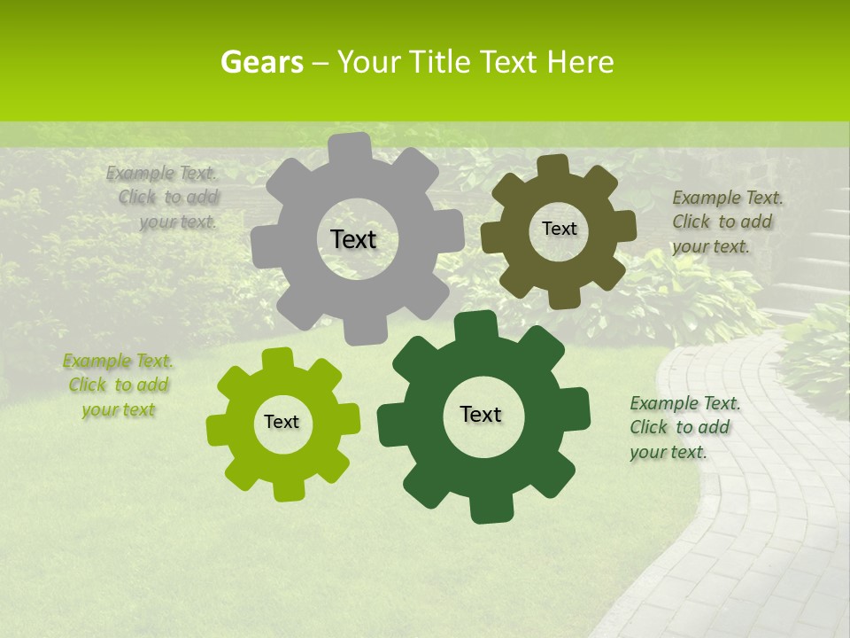 A Garden With A Brick Path And Green Grass PowerPoint Template