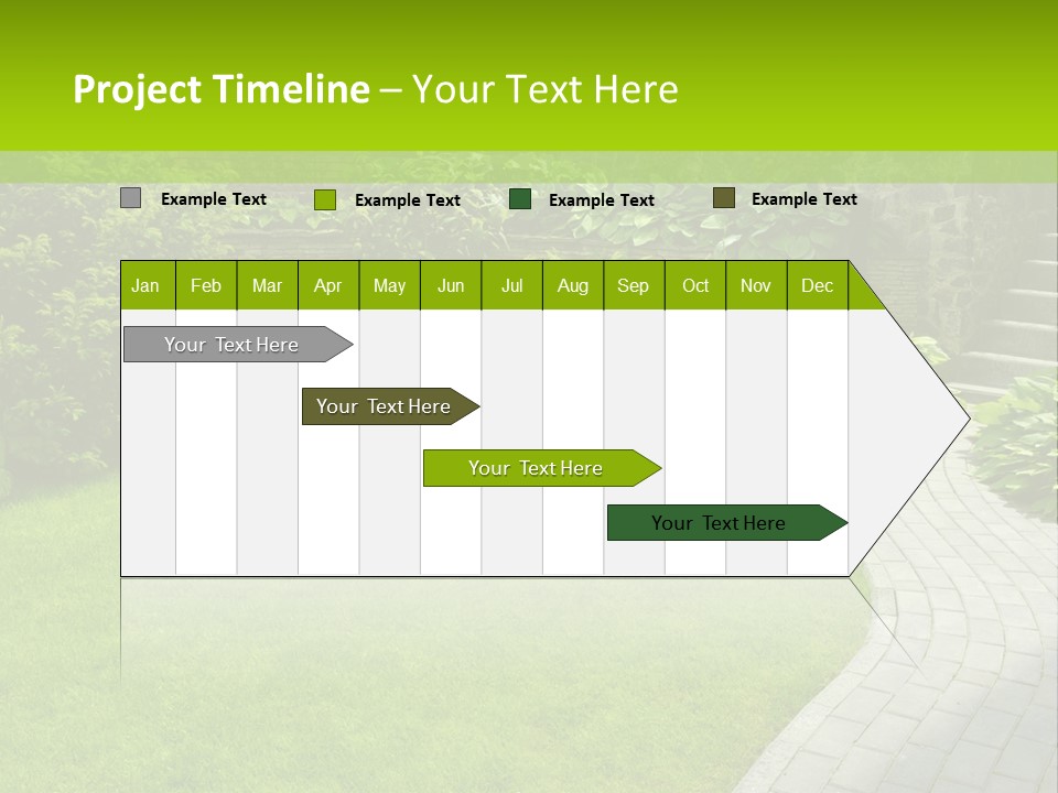 A Garden With A Brick Path And Green Grass PowerPoint Template
