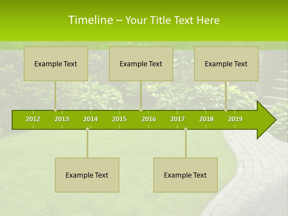 A Garden With A Brick Path And Green Grass PowerPoint Template