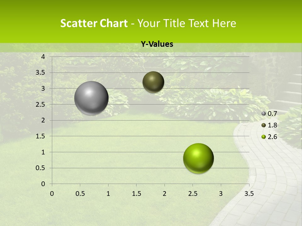 A Garden With A Brick Path And Green Grass PowerPoint Template