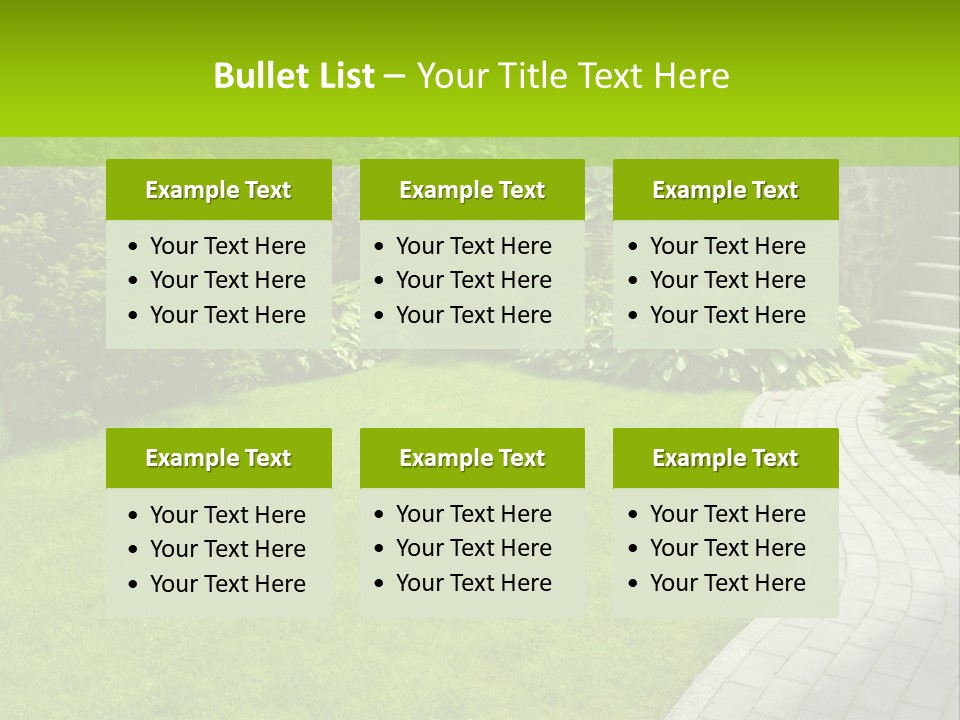 A Garden With A Brick Path And Green Grass PowerPoint Template