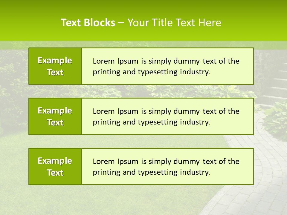 A Garden With A Brick Path And Green Grass PowerPoint Template