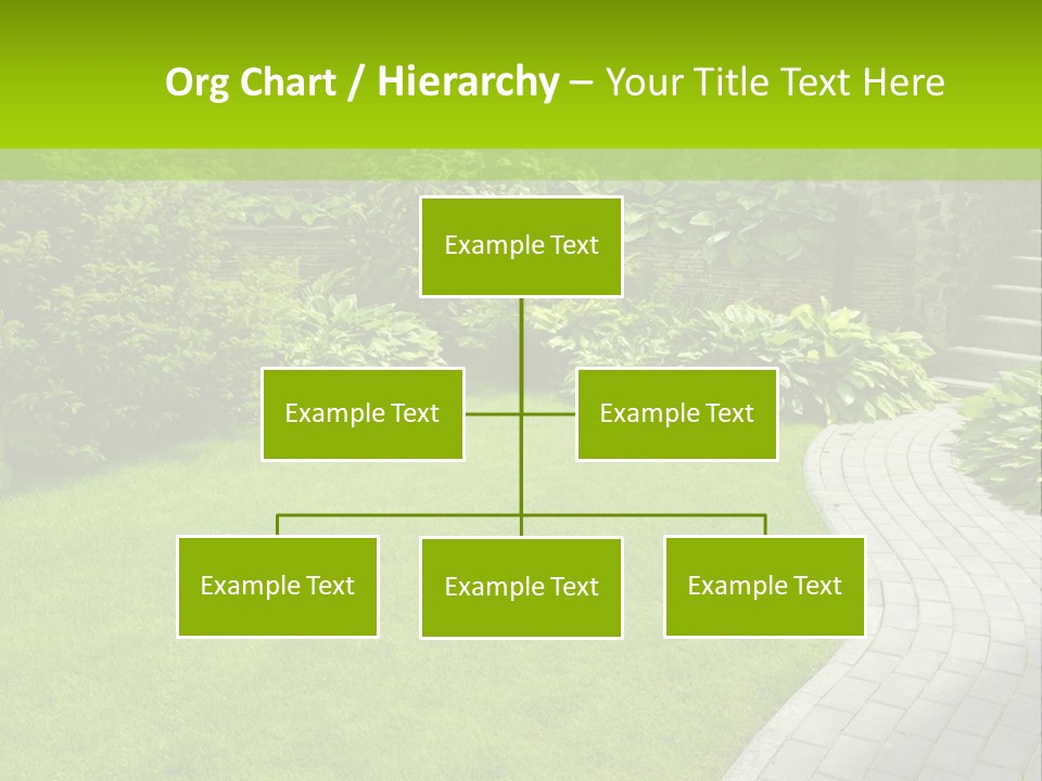 A Garden With A Brick Path And Green Grass PowerPoint Template