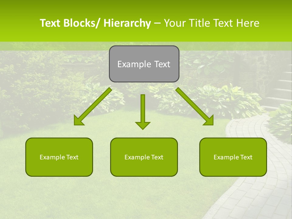 A Garden With A Brick Path And Green Grass PowerPoint Template