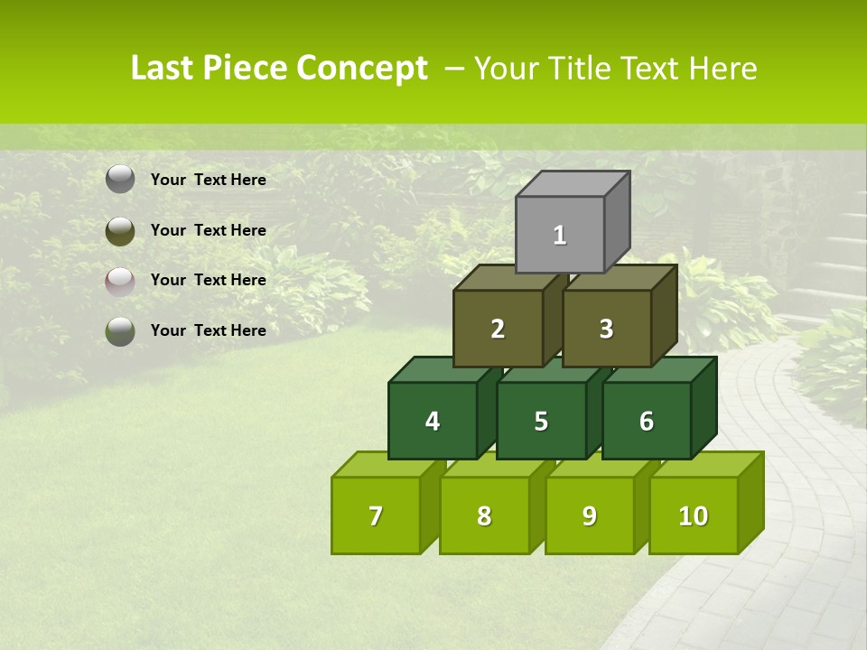 A Garden With A Brick Path And Green Grass PowerPoint Template