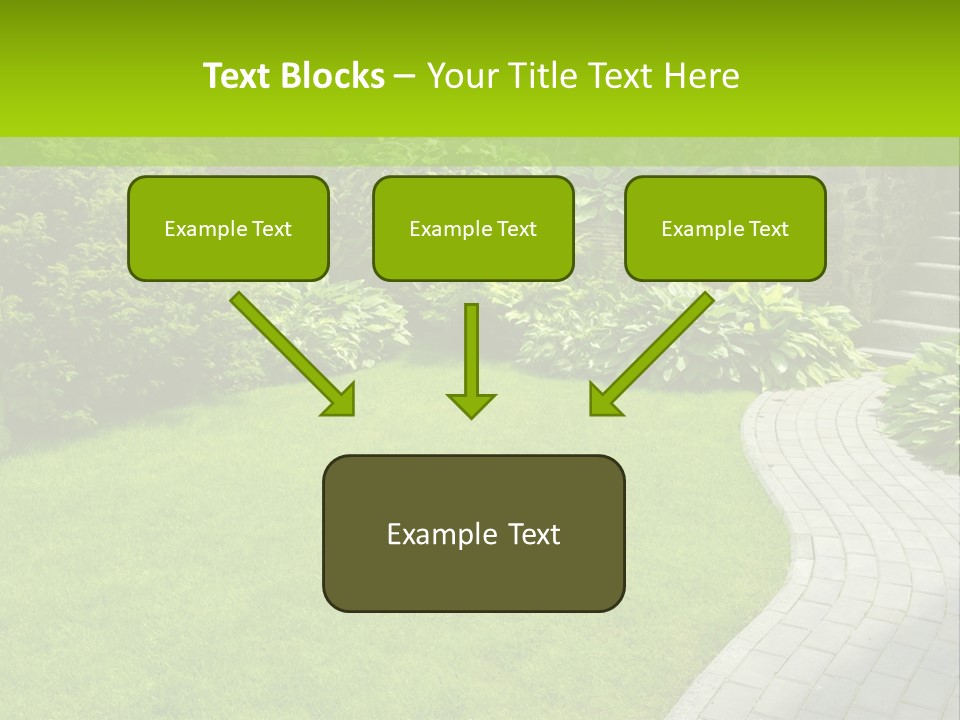A Garden With A Brick Path And Green Grass PowerPoint Template