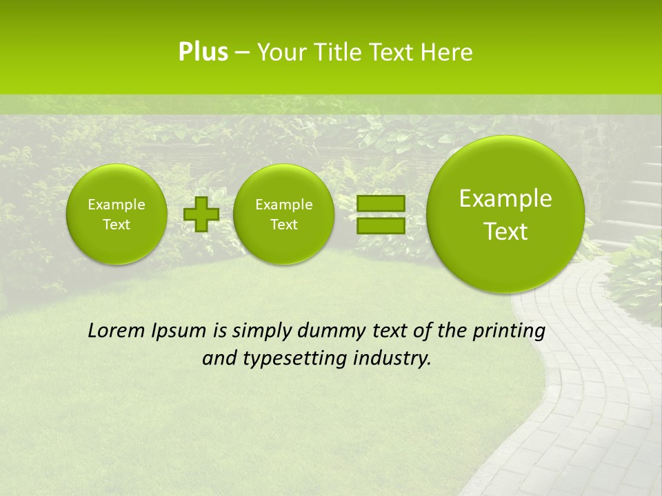 A Garden With A Brick Path And Green Grass PowerPoint Template