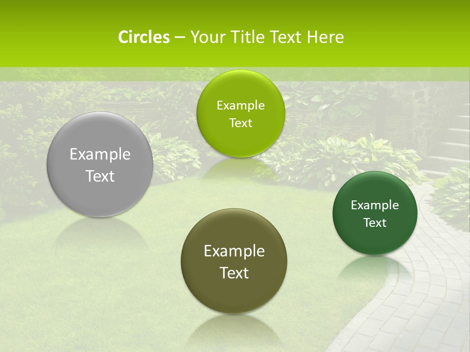 A Garden With A Brick Path And Green Grass PowerPoint Template