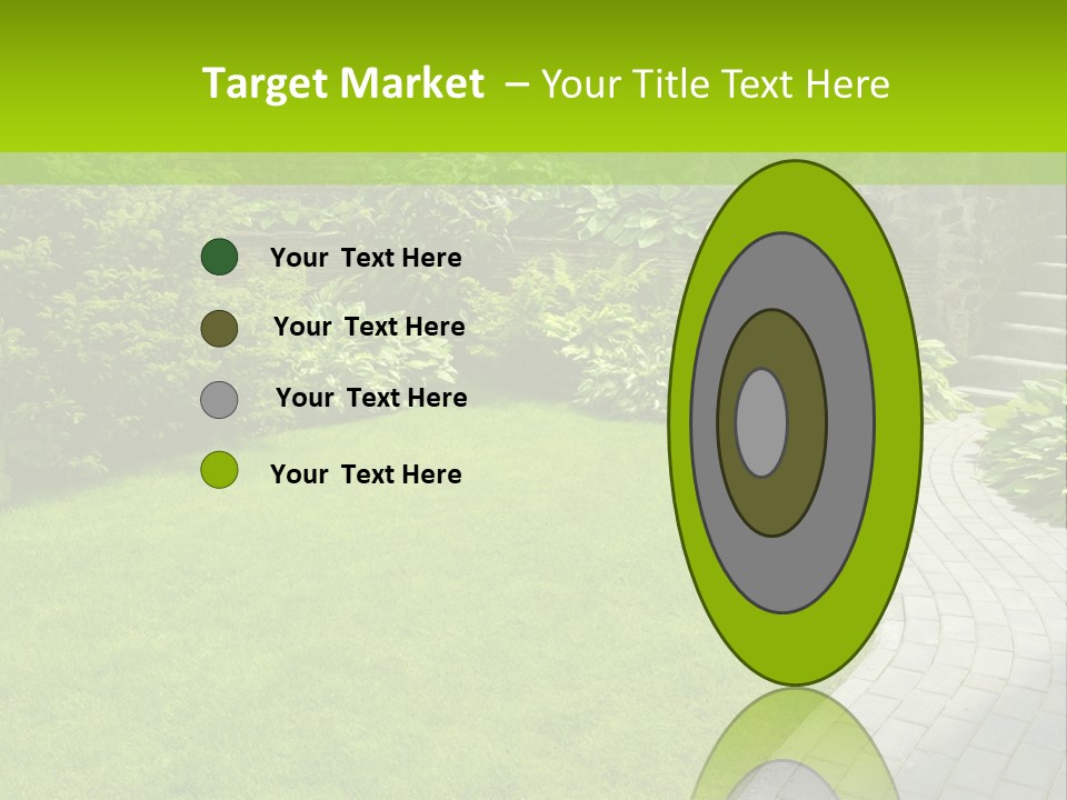 A Garden With A Brick Path And Green Grass PowerPoint Template