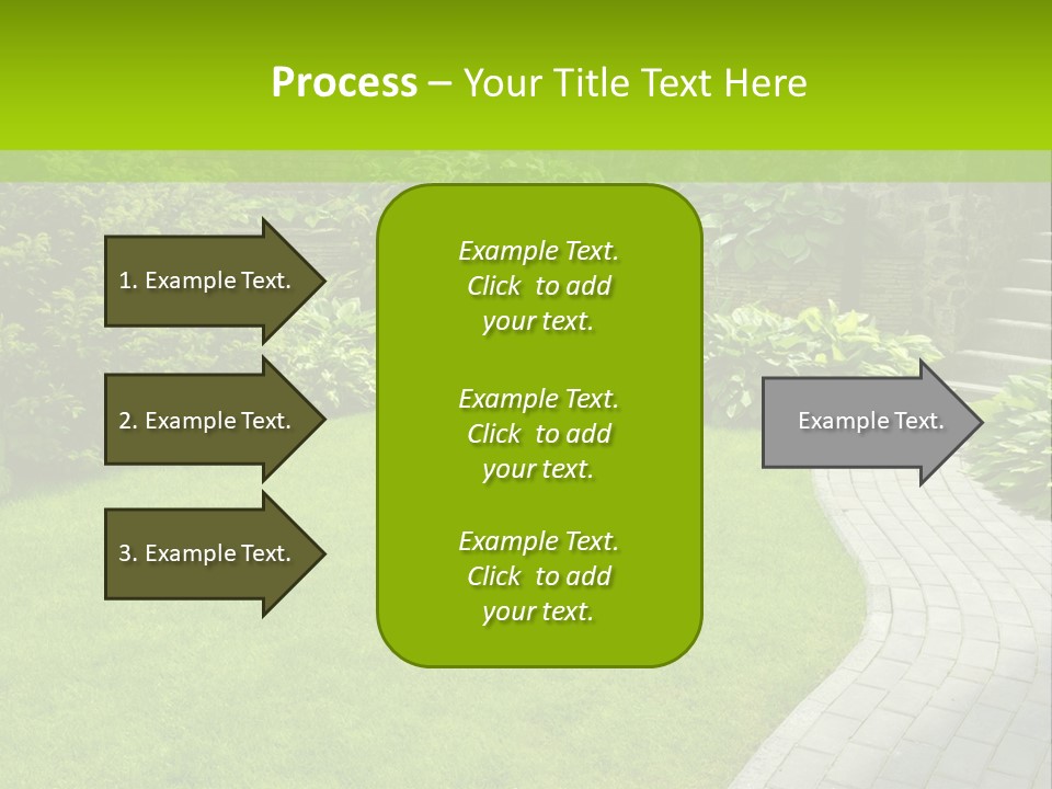 A Garden With A Brick Path And Green Grass PowerPoint Template